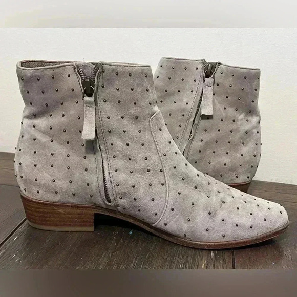 Joie Studded Grey Booties Inside Zip Boots Womens size 37.5 US size 7.5 - Picture 9 of 9